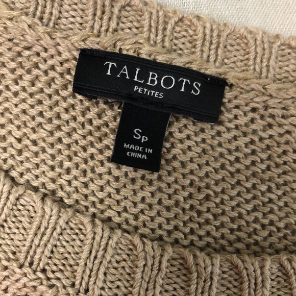 Talbots Sweater Cable Knit Lightweight Linen Cotton Beige Tan Small Petite - Picture 9 of 10